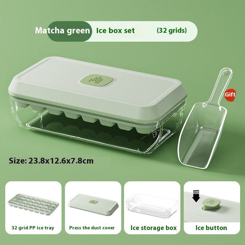 32 Grid Silicone Ice Cube Tray Mould With Lid Shovel Storage Box
