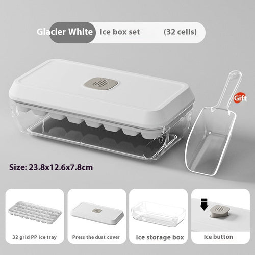 32 Grid Silicone Ice Cube Tray Mould With Lid Shovel Storage Box