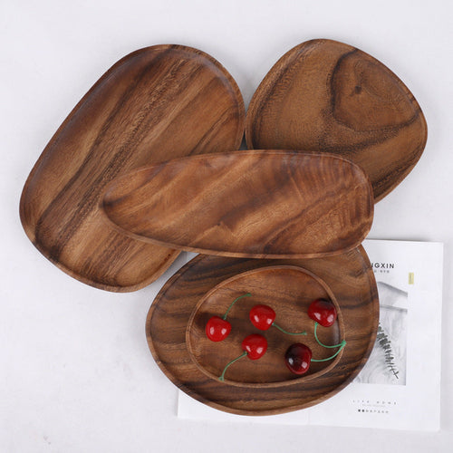 Walnut Snack Plate Plate Sushi Plate Irregular Tea Plate Fruit Plate