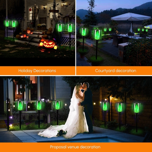 Load image into Gallery viewer, 2 Pcs Solar Lights Outdoor Solar 12 Led Torch Flickering Flame Lights

